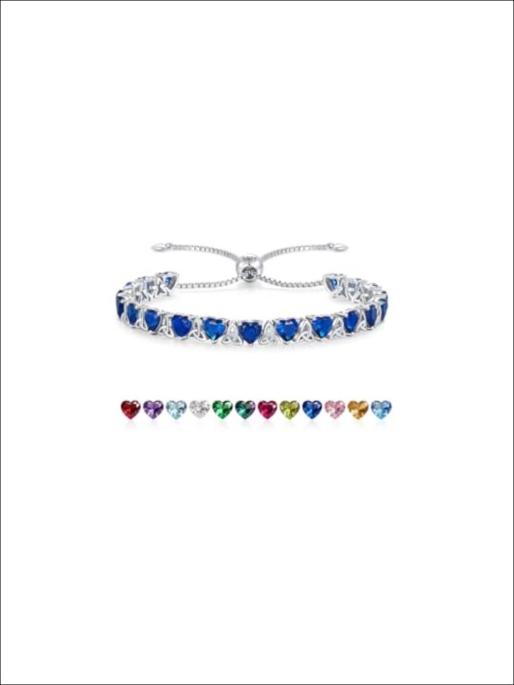 925 Sterling Silver Tennis Bracelet with Celtic Trinity Knot Design, Adjustable